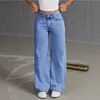 Europeu e Americano Transfronteiriço 2026 Comércio Exterior Aliexpress Amazon Jeans Casuais Retos de Perna Larga Cor Sólida Outono para Mulheres