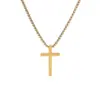 Collar Cruzado de Acero de Titanio Nuevo Transfronterizo Liso Perforado para Hombre Cadena Larga Versátil Hip-Hop Europeo y Americano Colgante