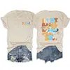 Camiseta Europea y Americana en Stock para Ebay con Divertido Estampado de Letras Doble Cara en Mi Era de Mamá Bluey, Cuello Redondo, Mangas Cortas