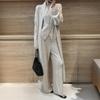 Novos Looks Outono e Inverno, um Conjunto Completo de Conjuntos de Cardigã de Tricô Estilo Old Money para Mulheres, Suéteres e Calças Soltas e Relaxadas, Conjunto de Três Peças