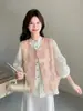 Nueva ropa de mujer estilo chino con jacquard, bordados intrincados y detalles de pedrería, chaleco sin mangas vintage para primavera y otoño