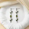 Pendientes de Hoja y Pétalo Estilo Europeo y Americano Más Vendidos Transfronterizos, Pendientes de Lujo Ligero de Hoja y Tulipán de Moda al por Mayor