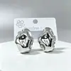 Pendientes Retro de Nicho de Gama Alta con Nudo de Lazo y Diseño Espiral para Mujer, Estilo Geométrico Retorcido de Metal, Pendientes de Acero Inoxidable con Cierre de Presión l