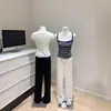 Pantalones de encaje drapeados 4.0 Pierna recta Tejido de punto estrecho Pantalones casuales para mujer Seda Sueltos 2025 Nuevos Pantalones largos