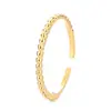 Anel Liso Redondo de Contas em Prata de Lei S925 Banhado a Ouro 18K para Mulheres, Simples e Compacto, Empilhável, Moderno, Versátil para o Dia a Dia