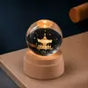 Madera Maciza Bola de Cristal Giratoria Luz de Noche Cielo Estrellado Adorno de Escritorio Creativo Artesanía Temporada de Graduación Regalo Personalizado