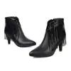 Botas femininas transfronteiriças estilo Martin com bico fino, sola de borracha, zíper lateral, tornozeleiras versáteis de salto alto, botas femininas de outono e inverno tamanho grande