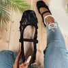 Sapatos de Malha Femininos Cruzados Bico Quadrado Francês 2026 Laço Sapatos de Salto Único Novos Europeus e Americanos Primavera Floral Respiráveis Mary Jane