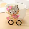 Llavero de Metal de Gatito Lindo, Llavero Creativo de Coche Incrustado con Diamantes, Colgante para Bolso, Regalo de Vacaciones al por Mayor
