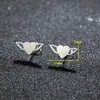 Brincos Minimalistas Europeus e Americanos em Aço Inoxidável com Formato de Coração, Flor, Animal Coelho para Mulheres, Acessórios de Orelha Geométricos Estilosos