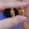 Brincos Exquisitos Brilhantes de Pedra Olho de Gato Marrom Design de Nicho Senso de Moda Argola de Orelha Versátil Anel de Orelha Brincos de Estilo Estrangeiro Brincos Brincos