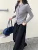Cardigã de tricô 100% lã Merino pura para mulheres, outono e inverno, gola polo, manga longa, suéter simples e versátil, blusa básica para mulheres