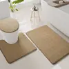 Tapetes Antiderrapantes para Banheiro Doméstico Transfronteiriços, Conjunto de Três Peças de Linho, Tapetes Espessos para Vaso Sanitário, Tapetes de Piso para Entrada de Banheiro Atacado
