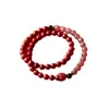 Pulsera Fidelity doble círculo cinabrio año del Dragón pulsera de cinabrio rojo chino segura flor de durazno con piedra natural Cristal de fresa