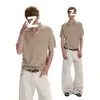Diagrama de Rede T71, P62 Camisa Original de Malha de Seda Cool de Manga Curta de Alta Qualidade em Cáqui e Preto, Tamanhos M-2Xl, Caimento Solto