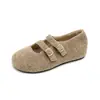 Zapatos de cuña forrados de felpa de invierno para mujer Weiwei Girl 3855-2 con correa Mary Jane