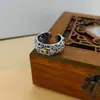 Anillo para Pareja de Anillo de Moda con Patrón Hueco de Estrella de Seis Puntas Retro Distressed Europeo y Americano Anillo Abierto Distintivo de Plata Tailandesa