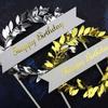 Tarjeta de inserción de hoja dorada y plateada tarjeta de inserción feliz cumpleaños
