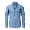 Camisa de rejilla para hombre, manga larga, elástico en cuatro direcciones, camisa estampada, camisa casual de negocios para hombre, tacto de alta gama