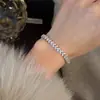 Pulsera Retro Francesa Verde Oliva Circonita Moda Sentido de Alta Gama Exquisita Versátil Pulsera Ajustable Deslizante para Mujeres