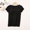 Camiseta Interior de Manga Corta de Modal para Mujer con Copas, Pijama Integral de Primavera y Verano para Mujer, Ropa para Mujer de Manga Media de Cinco Dedos