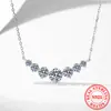 Colar de Joias Princesa Sorridente em Prata Esterlina S925 para Mulheres, Banhado com Pt950, Pingente Simples de Moissanita Cor D de 1,7 Quilates