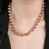 Colar de Pérolas Marrom Maillard Feminino Outono e Inverno Simples Alto Padrão Corrente de Lã Nova Nicho Colar para Clavícula Versátil
