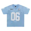 Camiseta deportiva de manga corta con cuello en V, estilo comercio exterior retro americano, para hombre y mujer, top de fútbol holgado de tacto fresco satinado