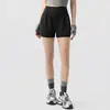 Pantalones Cortos Falsos de Dos Piezas Pantalones de Yoga de Cintura Alta Leggings Deportivos de Fitness para Mujer Pantalones Cortos de Running Adelgazantes Anti-Exposición Pantalones Cortos de Tres Cuartos