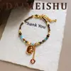 Collar Original Nuevo de Moda Retro Estilo Chino con Esmalte de Colores y Cuentas de Ponis Cadena Versátil de Clavícula de Gama Alta para Mujeres
