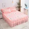 Saia de Cama Dupla Renda Transfronteiriça Conjunto de Três Peças Cobertura de Cama Espessa Antiderrapante Saia de Cama Cobertura de Cama de Peça Única Saia de Cama Atacado