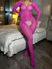 Lingerie Erótica Ultra-Fina Brilhante e Sexy, Meias Vermelho-Rosa, Body Sedutor Transparente de Manga Longa com Abertura no Gancho Sy07