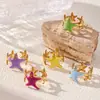 Anel de Estrela de Cinco Pontas Esmaltado com Gotejamento de Óleo Taina Europeu e Americano Transfronteiriço, Joias de Estilo Resort de Luxo de Nicho Atacado