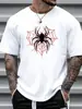 Tamanho Europeu TransfronteiriçoModa Masculina Tamanho Grande Casual Algodão Manga Curta Gola Redonda Gráfico de Teia de Aranha Confortável para Uso Diário
