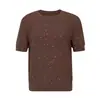 Fábrica de Comercio Exterior Europea y Americana Suéter de Punto Manga Corta con Lentejuelas de Alta Resistencia Hecho a Medida para Mujer, Suéter Pulóver Delgado de Color Sólido con Cuello Redondo para Verano