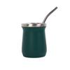 Copo Térmico Transfronteiriço de Aço Inoxidável Mini Copo Térmico Couro Patenteado Copo de Cerveja Camada Dupla a Vácuo Copo de Café com Colher Copo de Água