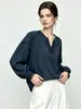 Camisa de algodão puro com design de retalhos bordados estilo retrô francês para mulheres, camisa feminina de manga longa solta para o outono de 2026 atacado