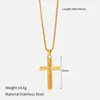 Colgante Transfronterizo Caliente de Acero de Titanio Europeo y Americano Estilo Fresco Ins Versátil Collar de Cruz Collar de Acero Inoxidable Chapado en Oro de 18K