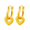 Brincos simples foscos estilo Hong Kong brincos lindos brincos retrô da moda brincos de alta qualidade na moda com dois anéis doces e picantes em forma de coração escovado