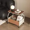 Mesa de Centro Pequeña Móvil Sala de Estar Estilo Crema con Ruedas Mesa de Esquina para el Hogar Mesa Auxiliar de Cristal para Sofá Gabinete Lateral Carrito Simple