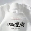 Camiseta base de algodón puro grueso Xinjiang para hombre, verano, peso de tela 450g, manga corta, cuello redondo pequeño, media manga americana