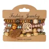 Conjunto de Cuentas de Madera Cadena Combinación Pulsera Aleación Rosa Hecho a Mano Moderno Pulsera de Moda HY-2774