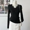 Suéter de Punto Patchwork con Encaje Gris de Alta Gama Estilo Francés para Mujer, Capa Base Otoño e Invierno, Corte Delgado, Adelgazante, Top de Cuello Semi Alto