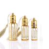 Frasco de óleo essencial galvanizado de 12ml frasco de perfume de vidro frasco de massagem de bola octogonal de 6ml amostra de viagem bronzeadora sub-engarrafamento