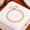 Pulsera transfronteriza de acero de titanio, cadena lisa versátil de oro de 18k, cadena O, cadena retorcida, cadena de eslabones tipo hoja, cadena de acero inoxidable, joyería DIY