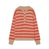 Comercio exterior transfronterizo estilo europeo y americano ropa de mujer ZA AliExpress superventas suéter de punto elegante a rayas y bloques de color