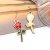 Pingente de Liga com Gotejamento de Óleo de Flor Rosa 20 Peças Feito à Mão DIY Pulseira Colar Chaveiro Acessórios de Joalheria Amazon