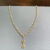 Suministro en Vivo de Collar de Zafiro Amarillo Natural Puro Grado 5A Tamaño de Gema 4*6, 3*4mm Plata 925 Incrustación de Precisión