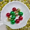Contas Metálicas Redondas de 16mm com Revestimento Colorido Uv Furo Reto Contas para Corrente de Celular DIY Pingente de Carro Contas Verde Natal