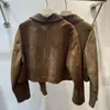 Corea del Sur Dongdaemun Ropa Nueva para Mujer Chaqueta Corta de Solapa de Color Contrastante Top Corto Delgado de Moda